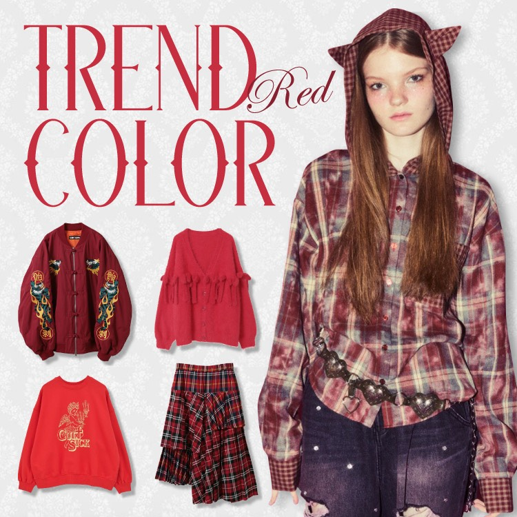 美品】CANDY STRIPPER鳥獣戯画刺繍パンツ バーガンディ（赤） キャンディ ストリッパー24年冬・梅春、“鳥獣戯画”着想ジャケット