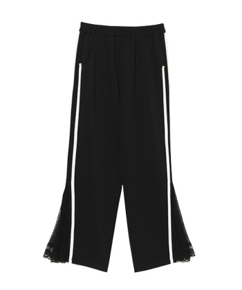 TULLE IN SLIT JERSEY PANTS