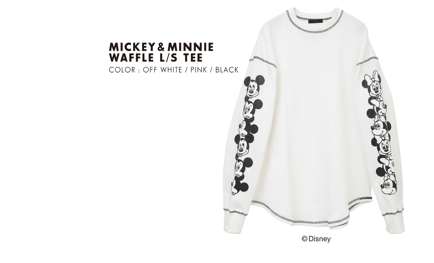 MICKEY & MINNIE WAFFLE L/S TEE