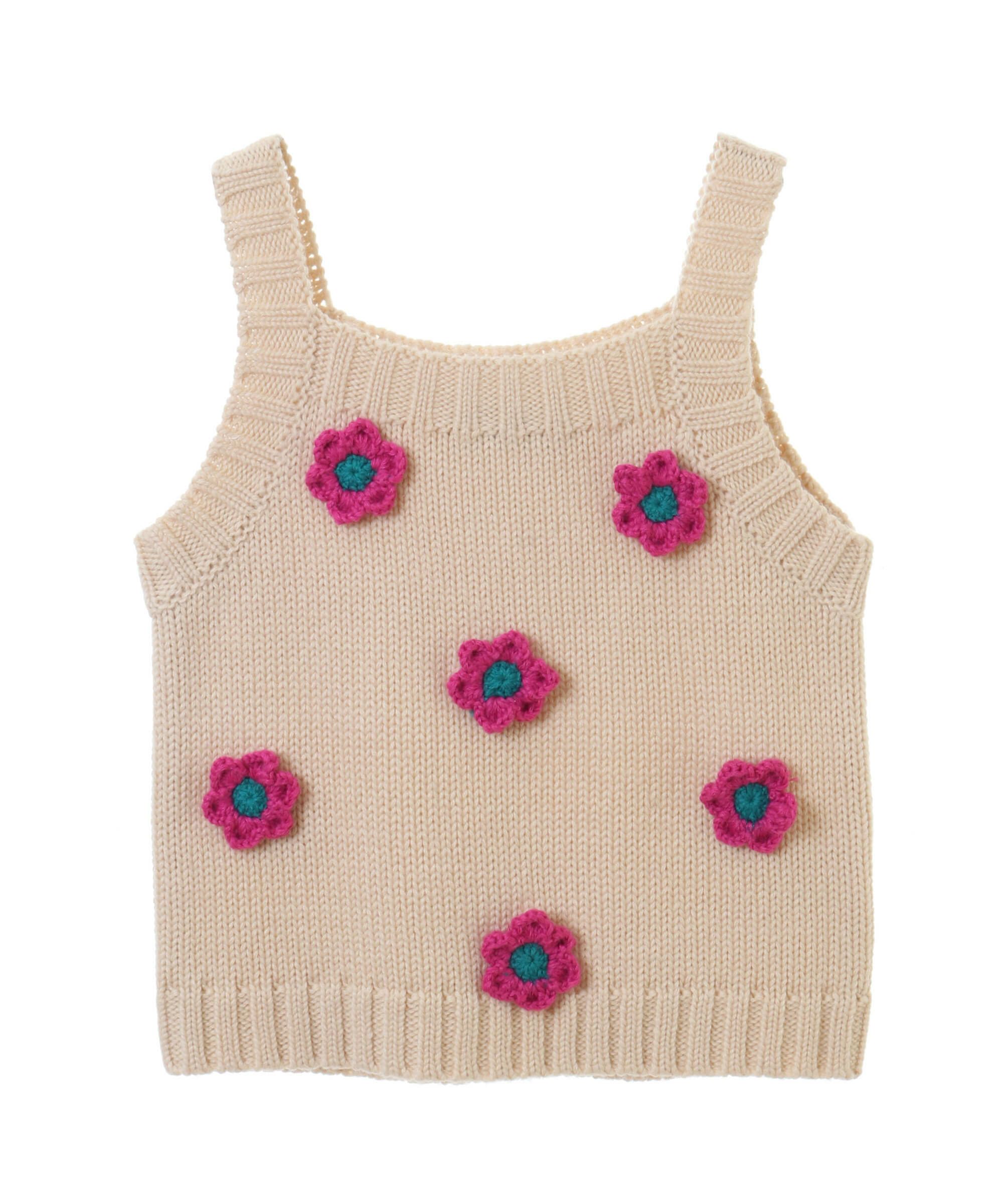 FLOWER CROCHET KNIT CAMISOLE