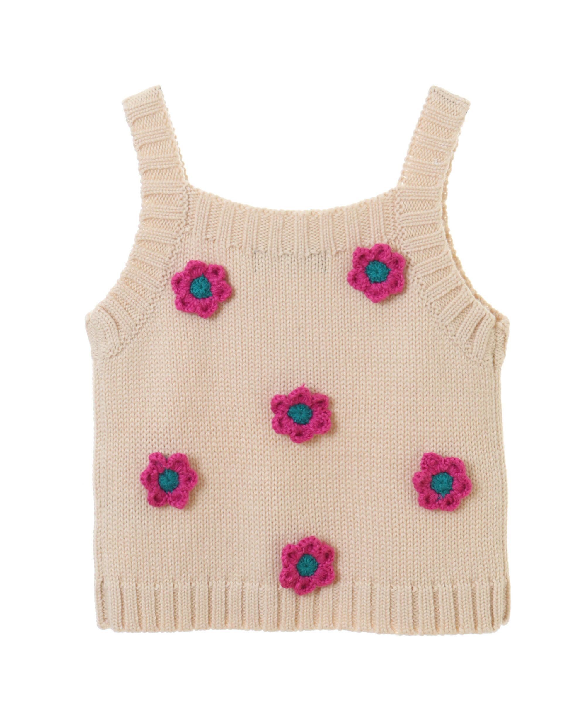 FLOWER CROCHET KNIT CAMISOLE 最終セール価格 Candy stripper FLOWER KNIT キャンディストリッパー Tシャツ/カットソー(七分/長袖)