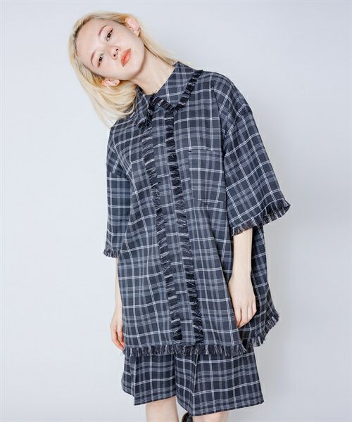 CND CHECK FRINGE SHIRT