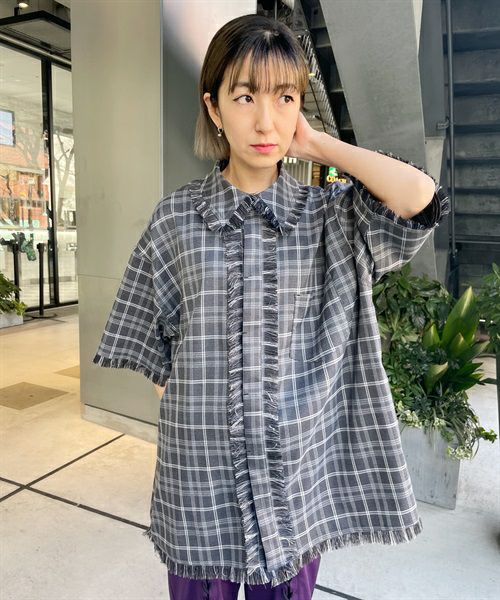 CND CHECK FRINGE SHIRT