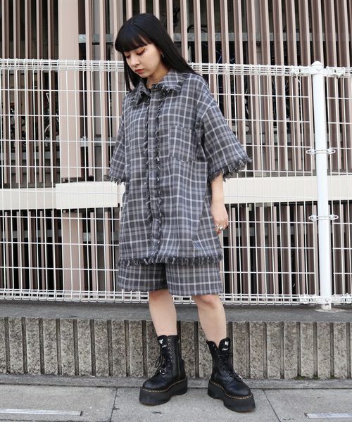 CND CHECK FRINGE SHIRT