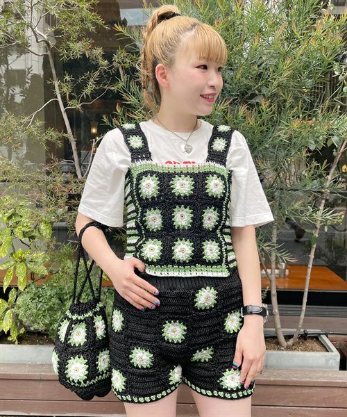 キャンディストリッパー FLOWER CROCHET KINT SHORT PANTS | Candy Stripper（キャンディ