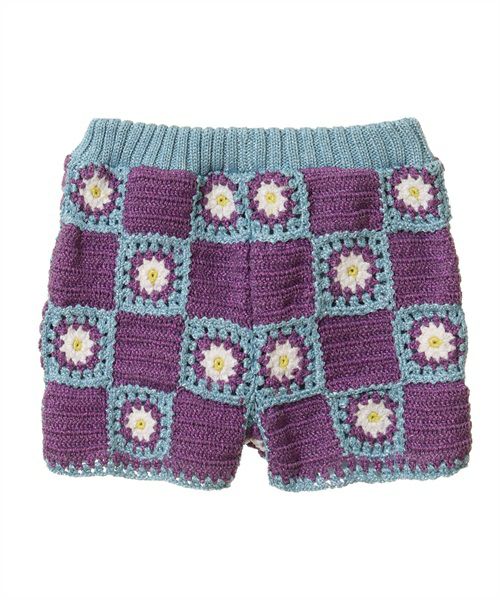 FLOWER CROCHET KINT SHORT PANTS | Candy Stripper（キャンディ