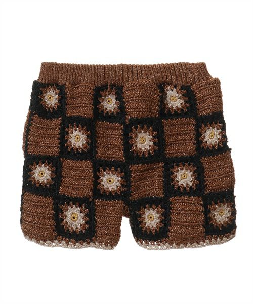 FLOWER CROCHET KINT SHORT PANTS