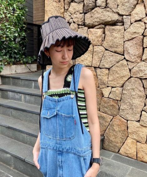FLOWER CROCHET KNIT CAMISOLE | Candy Stripper(キャンディ