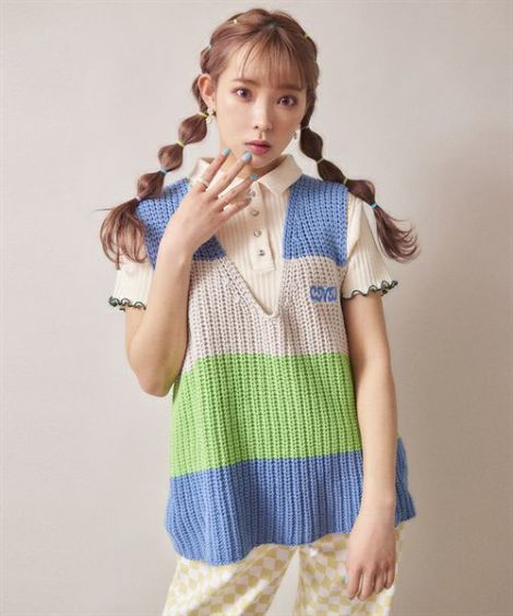 COLOR BLOCKING KNIT VEST | Candy Stripper（キャンディ ストリッパー