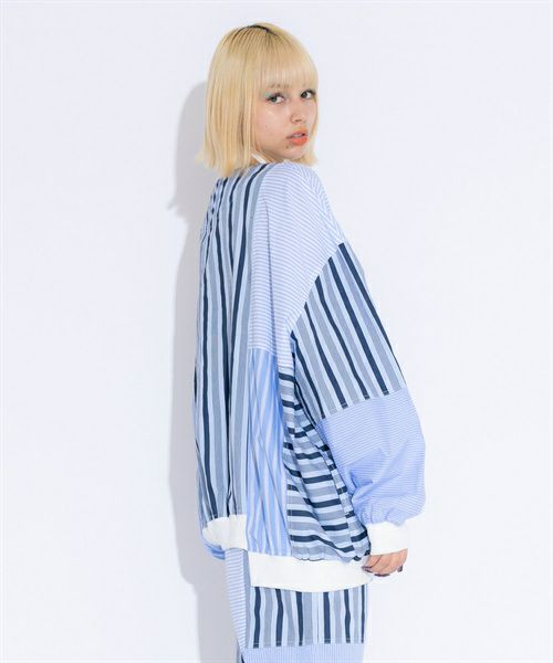 キャンディ☆CND JUMBLE STRIPE BLOUSON / BLUE-