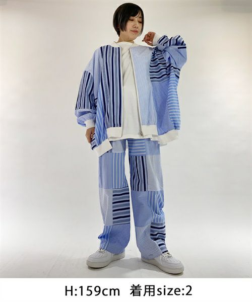 キャンディ☆CND JUMBLE STRIPE BLOUSON / BLUE-