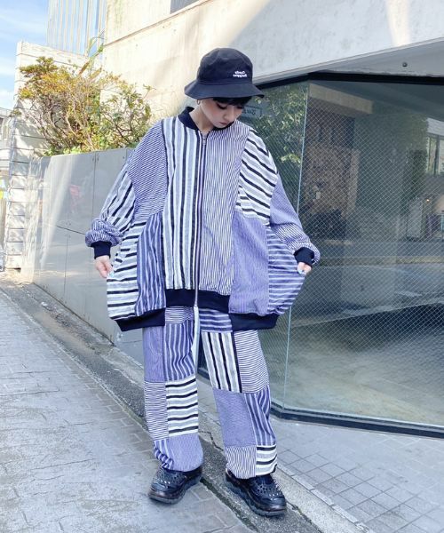 キャンディ☆CND JUMBLE STRIPE BLOUSON / BLUE-