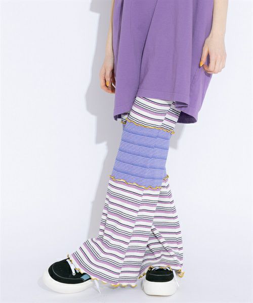 CANDY JOIN UP BORDER FLARE PANTS | Candy Stripper（キャンディ