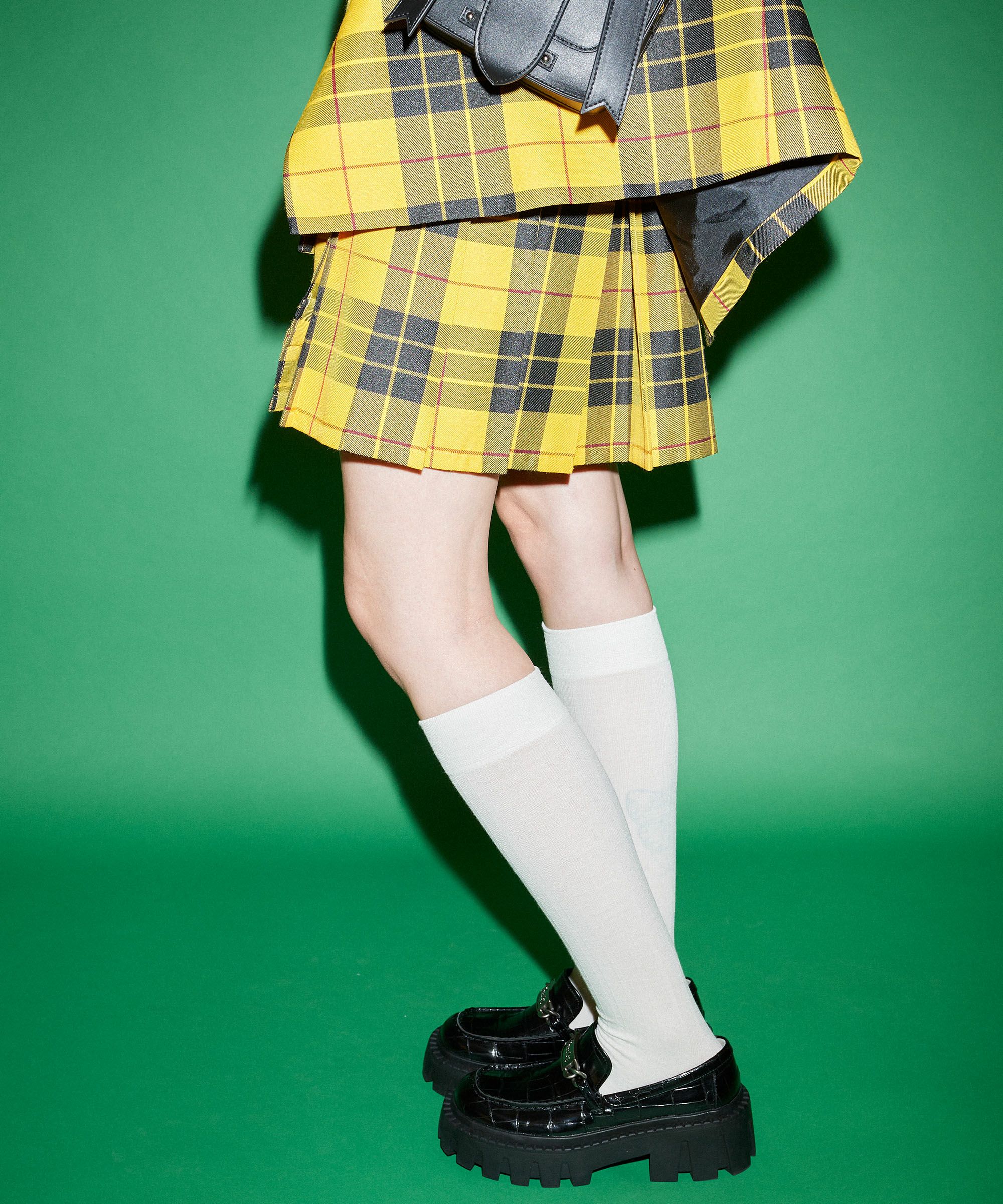 チェックキャンディストリッパー SAUCY LACE UP MINI SKIRTイエロー