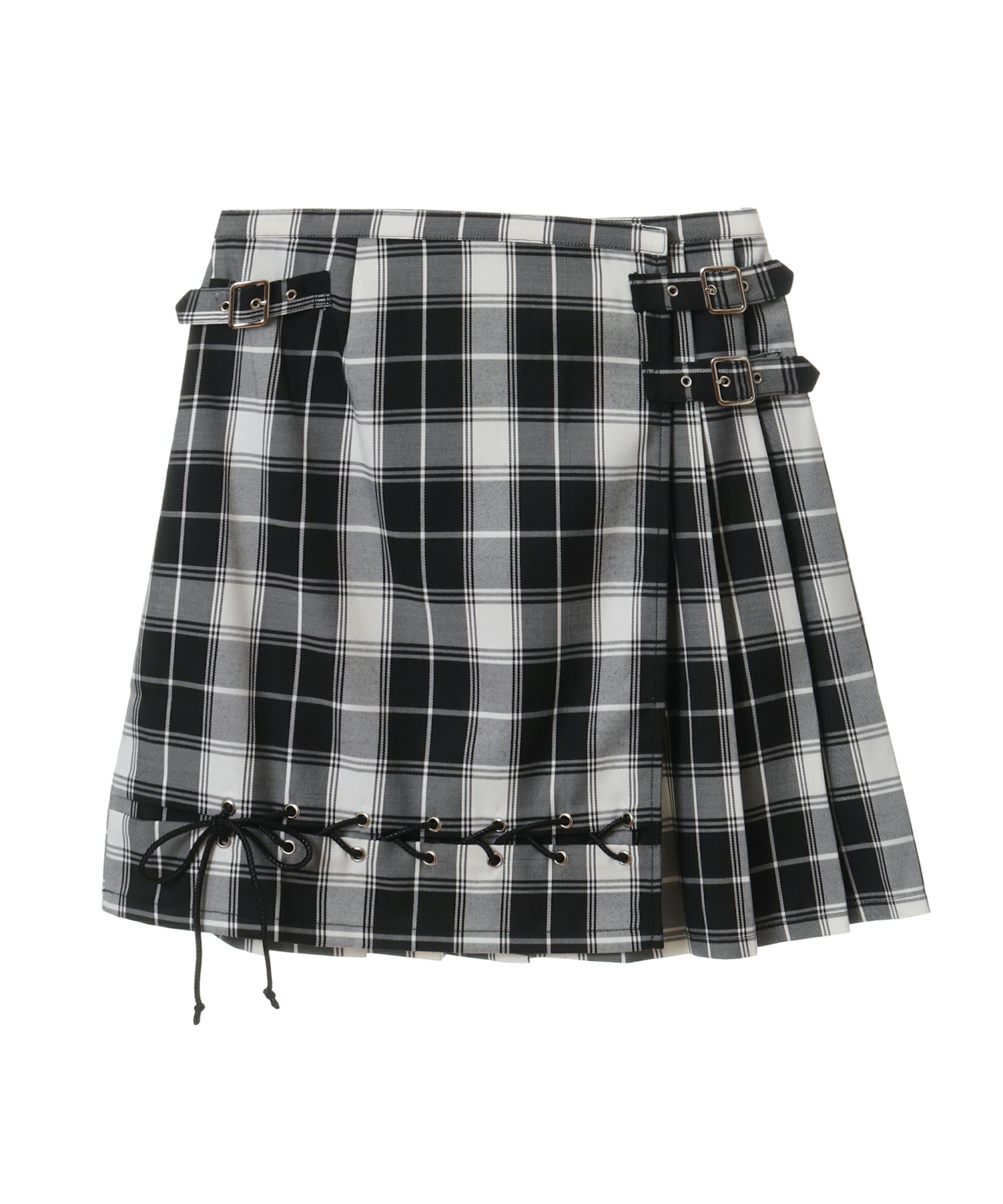 チェックキャンディストリッパー SAUCY LACE UP MINI SKIRTイエロー