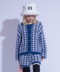 キャンディストリッパー　FLUFFY CHECK KNIT カーディガン　ブルー Candy Stripper（キャンディストリッパー）の「CANDY CHECK