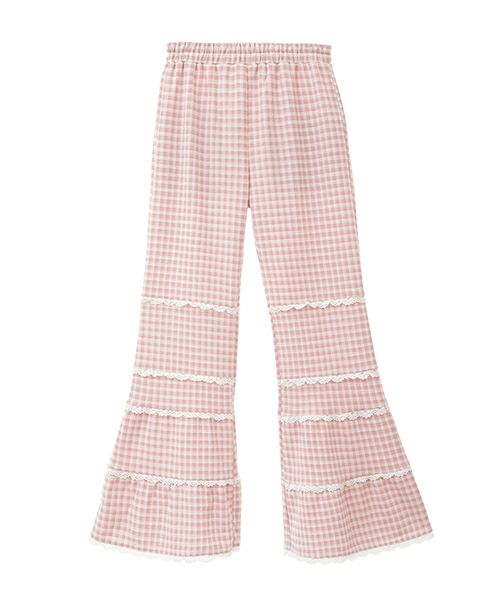 Candy stripper GINGHAM CHECK FLARE PANTS 人気メーカー・ブランド ...