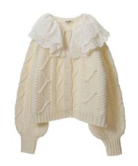 FRILL COLLAR KNIT CARDIGAN