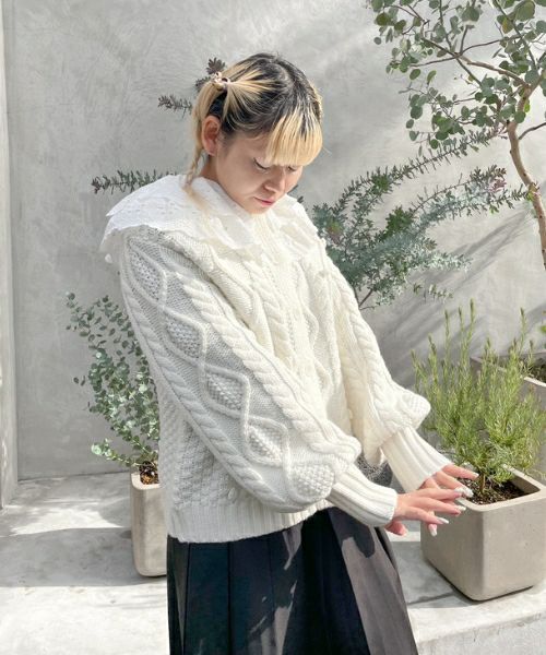 送料無料（沖縄配送） キャンディーストリッパー FRILL COLLAR KNIT