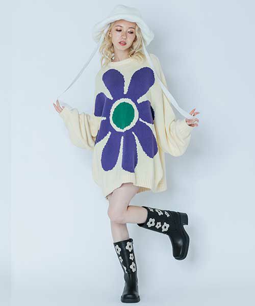 キャンディーストリッパーFLOWER PATTERN KNIT VEST ピンク-