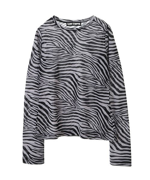 【秋元梢×Candy Stripper】, CHECKER/ZEBRA　L/S　TEE