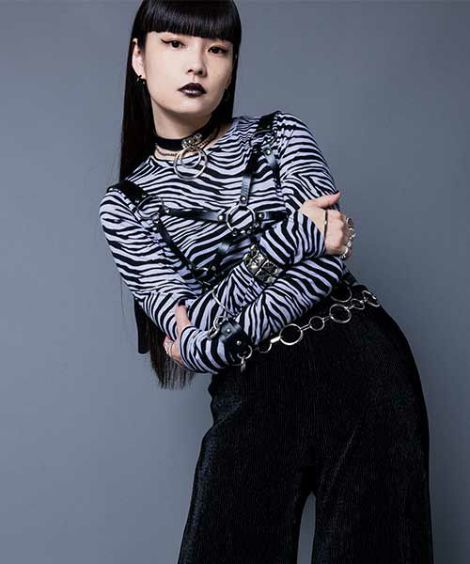 【秋元梢】<br>CHECKER/ZEBRA　L/S　TEE