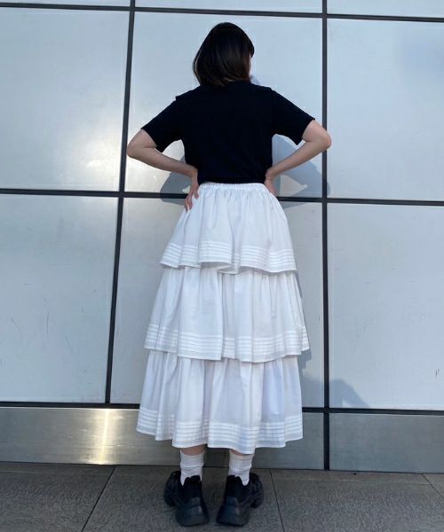 PIN TUCK TIERED SKIRT | Candy Stripper（キャンディ ストリッパー