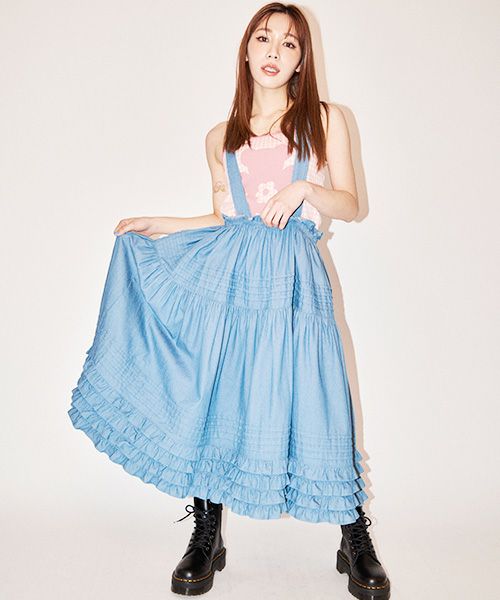 HOLIDAY DENIM JUMPER SKIRT | Candy Stripper（キャンディ 