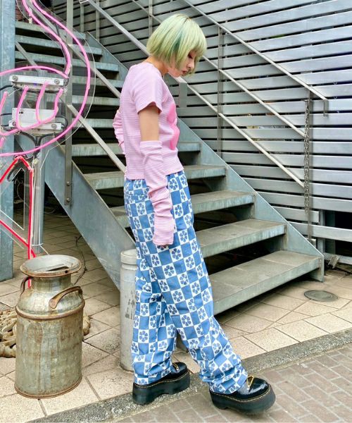 FLOWER CHECKED EASY PANTS | Candy Stripper（キャンディ