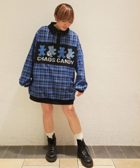 DISTORTED SMILE POLO TOPS | Candy Stripper（キャンディ 