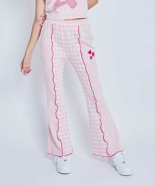 GINGHAM FLARE PANTS