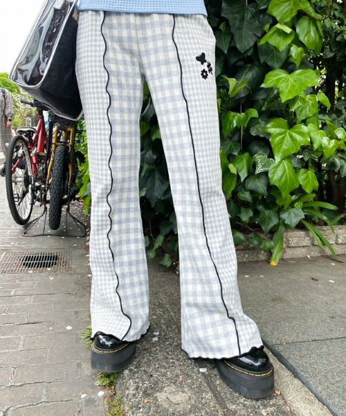 GINGHAM FLARE PANTS