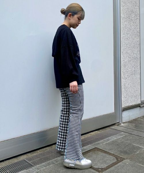 GINGHAM FLARE PANTS