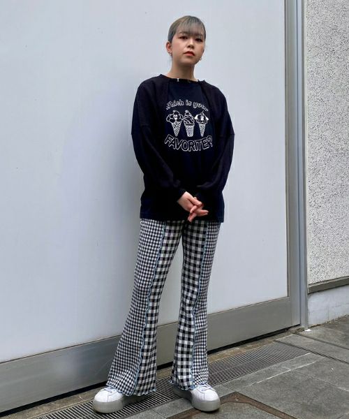 GINGHAM FLARE PANTS