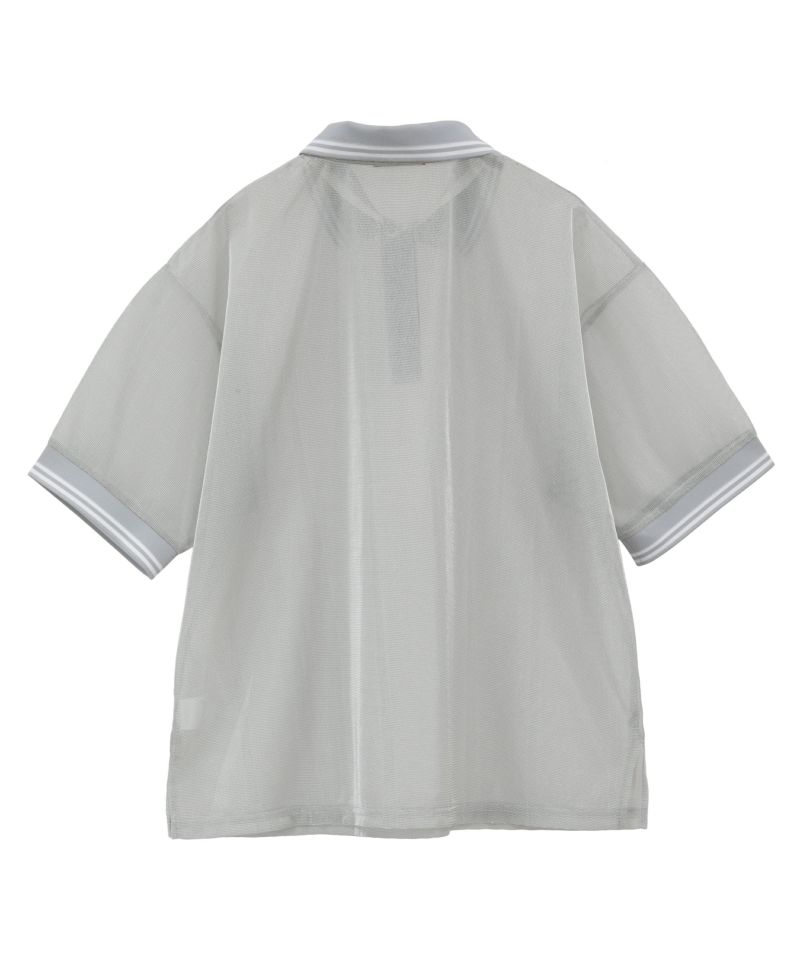 meltthelady　glitter sheer tops　グレー SHEER GLITTER POLO TOPS | Candy Stripper（キャンディ
