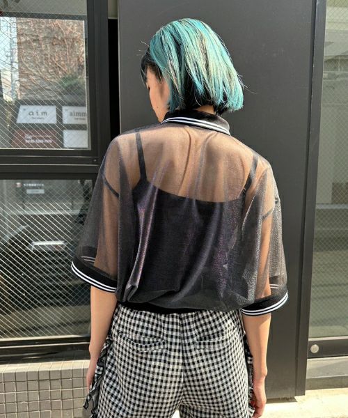 SHEER GLITTER POLO TOPS | Candy Stripper（キャンディ