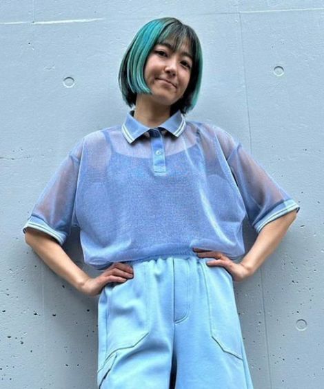 SHEER GLITTER POLO TOPS