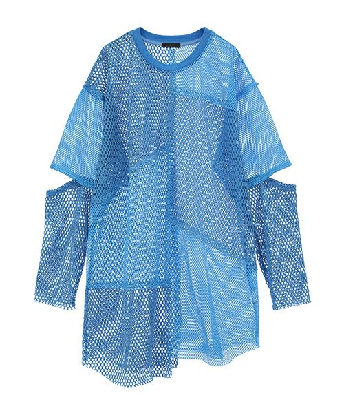 CANDY STRIPPER メッシュ ロンＴ CUT SLEEVE MESH PATCHED TOPS | Candy Stripper（キャンディ
