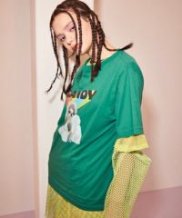 CUT SLEEVE MESH PATCHED TOPS | Candy Stripper（キャンディ