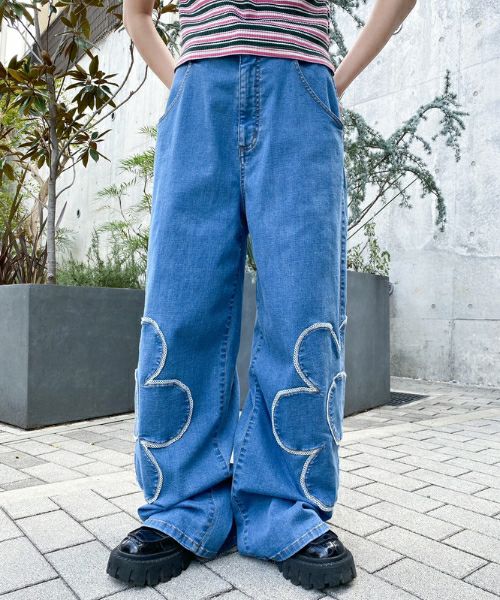 BE MY FLOWER DENIM PANTS