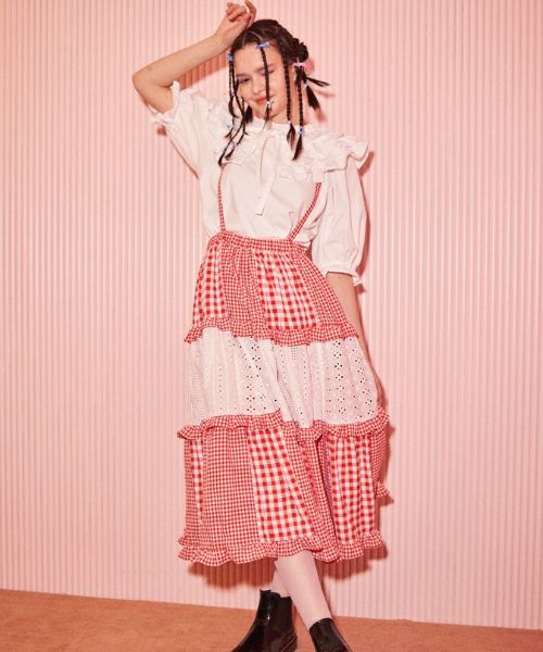 CHECK TIERED FRILL JUMPER SKIRT | Candy Stripper（キャンディ