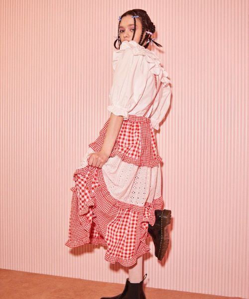 CHECK TIERED FRILL JUMPER SKIRT | Candy Stripper（キャンディ