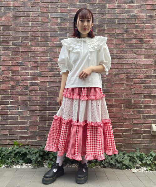 CHECK TIERED FRILL JUMPER SKIRT | Candy Stripper（キャンディ