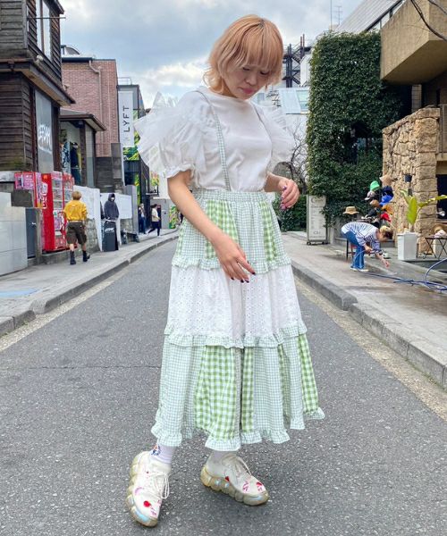 CHECK TIERED FRILL JUMPER SKIRT | Candy Stripper（キャンディ