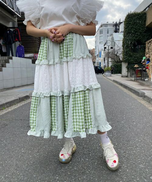 CHECK TIERED FRILL JUMPER SKIRT | Candy Stripper（キャンディ