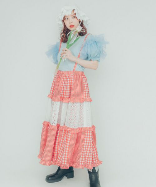 CHECK TIERED FRILL JUMPER SKIRT | Candy Stripper（キャンディ