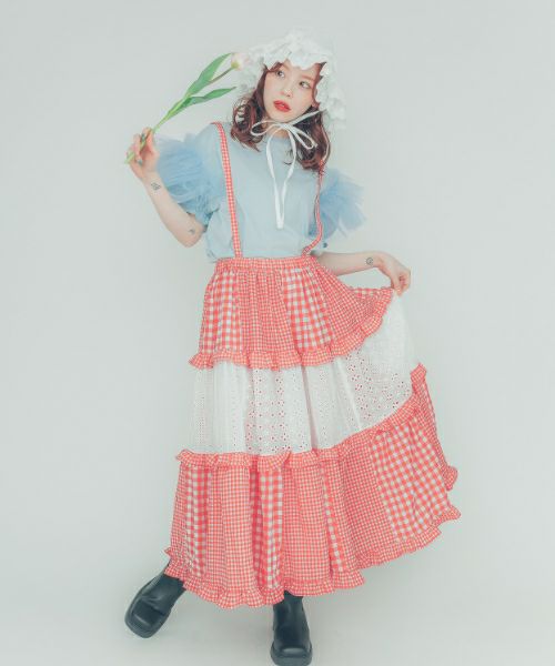 キャンスパ CHECK TIERED FRILL JUMPER スカート 安い 激安 プチプラ