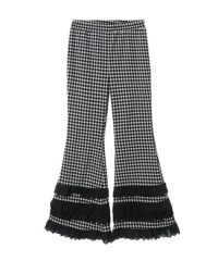 LACY GINGHAM FLARE PANTS