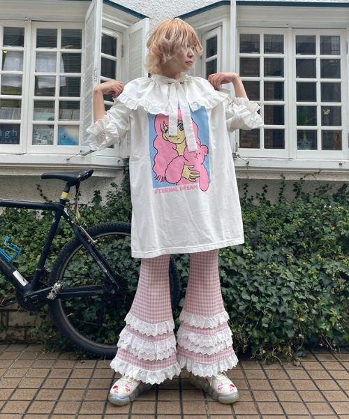 LACY GINGHAM FLARE PANTS | Candy Stripper（キャンディ ストリッパー