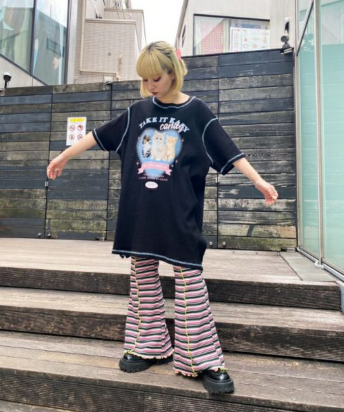 最終SALE タイムセール♪Candy Stripper♡SHIRRING FLARE パンツ